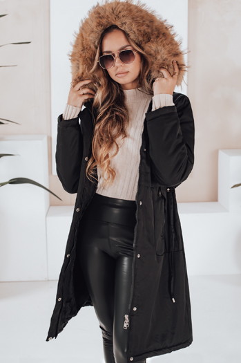 Kurtka zimowa damska parka z futerkiem czarna Dstreet TY5115