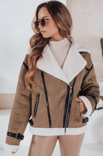 Kurtka damska z kożuchem brązowa Dstreet TY5124