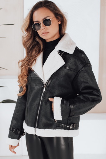 Kurtka damska z kożuchem czarna Dstreet TY5125