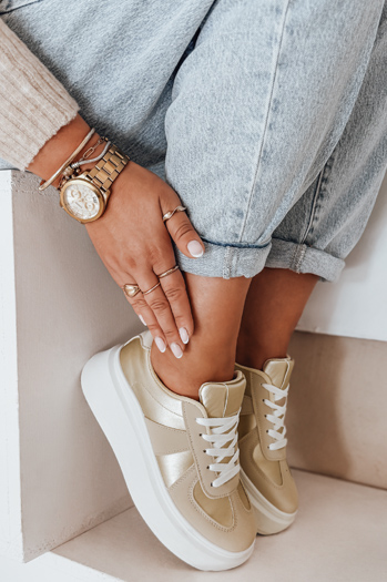 Sneakersy damskie na platformie MODNIKKI złote Dstreet ZY1004