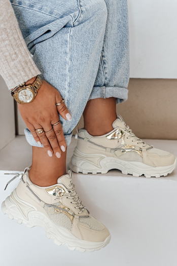 Sneakersy damskie beżowe Dstreet ZY1011