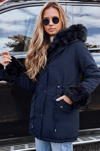 Kurtka damska zimowa parka z futerkiem CHARMFUR granatowa Dstreet TY5132
