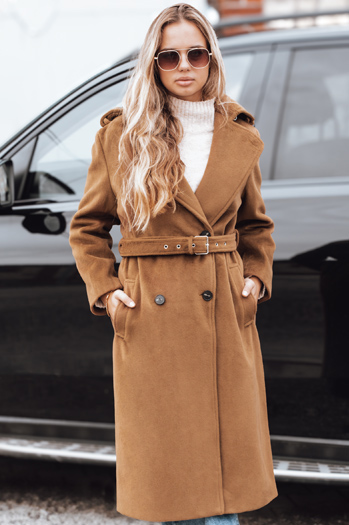 Płaszcz zimowy damski klasyczny trench brązowy Dstreet NY0761