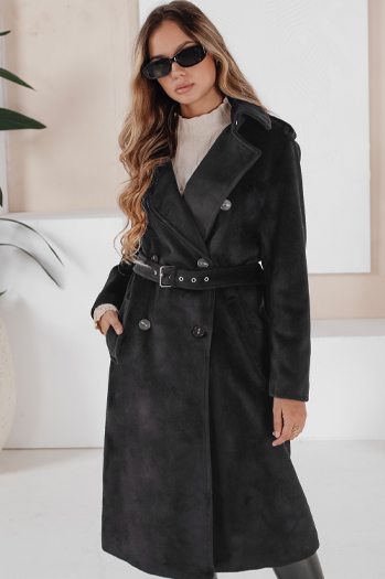 Płaszcz zimowy damski klasyczny trench czarny Dstreet NY0762