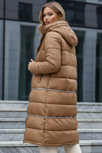 Kurtka damska zimowa długa kamelowa Dstreet TY5167
