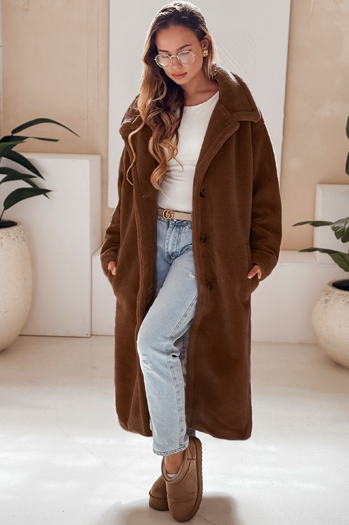 Płaszcz zimowy damski teddy futrzany długi kamelowy Dstreet NY0759