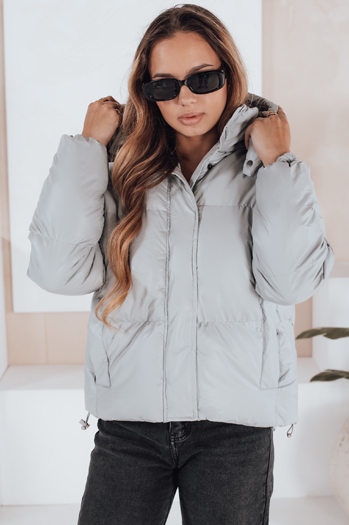 Kurtka przejściowa skórzana damska COLLAR szara Dstreet TY5190