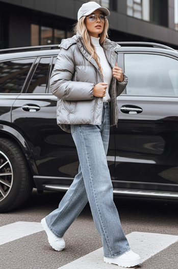 Kurtka przejściowa skórzana damska ciemnoszara Dstreet TY5191