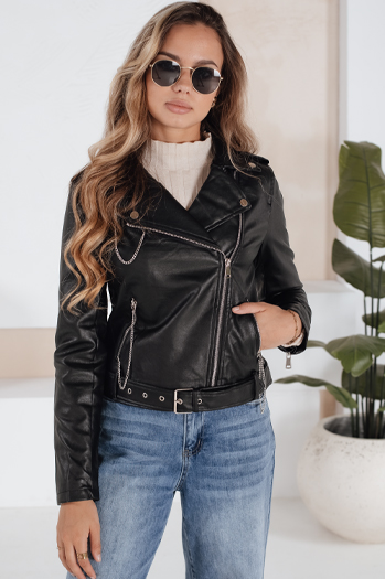 Kurtka skórzana damska ramoneska czarna Dstreet TY5200