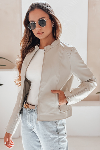 Kurtka skórzana damska ramoneska LOVEBIKER szara Dstreet TY5214