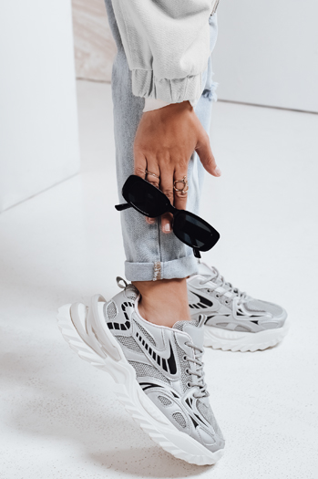 Sportowe sneakersy damskie BLAZERO srebrne Dstreet ZY1015
