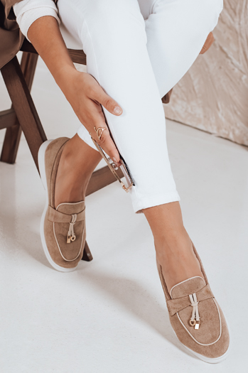 Mokasyny damskie zamszowe beżowe Dstreet ZY1050