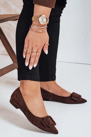 Baleriny damskie zamszowe brązowe Dstreet ZY1053