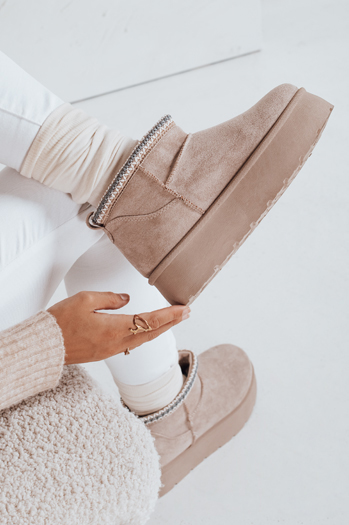 Śniegowce damskie na platformie jasnobeżowe Dstreet ZY1055