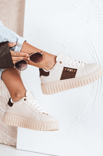 Sneakersy damskie na platformie beżowe Dstreet ZY1057