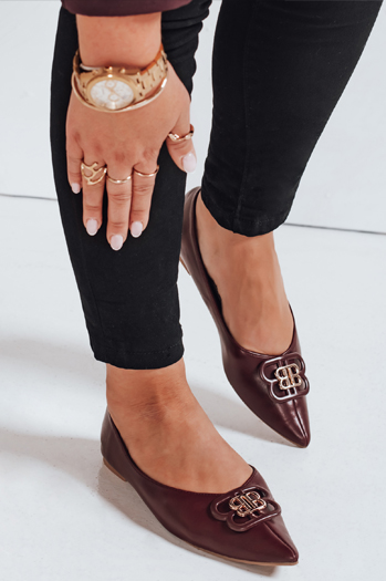 Baleriny damskie bordowe Dstreet ZY1060