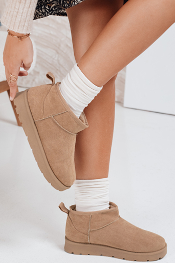 Śniegowce damskie na platformie beżowe Dstreet ZY1075