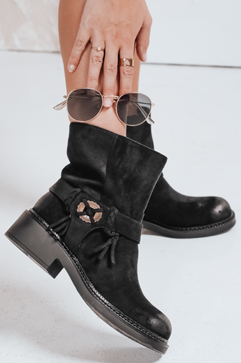 Botki damskie zamszowe czarne Dstreet ZY1097