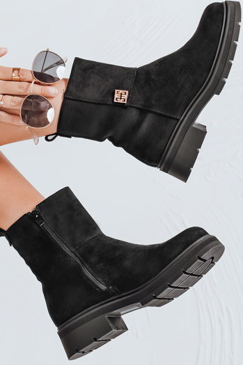 Botki damskie zamszowe czarne Dstreet ZY1115