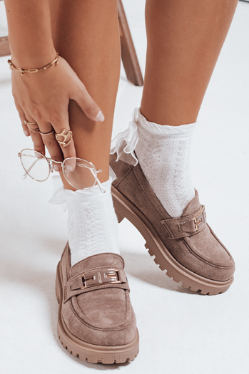 Mokasyny damskie zamszowe beżowe Dstreet ZY1126