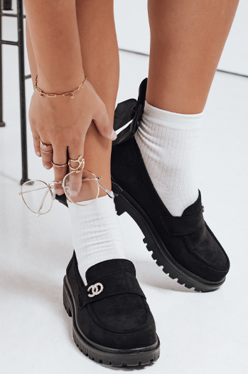 Mokasyny damskie zamszowe czarne Dstreet ZY1129