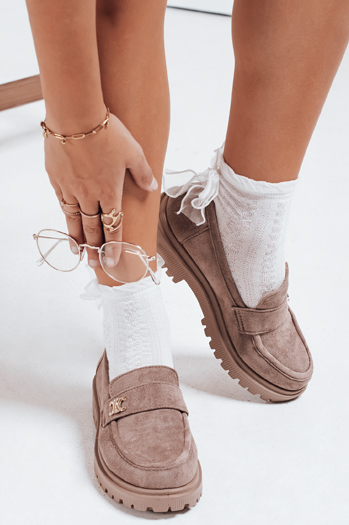 Mokasyny damskie zmaszowe beżowe Dstreet ZY1132