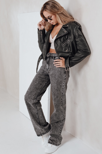 Jeansy damskie wide leg czarne Dstreet UY2747