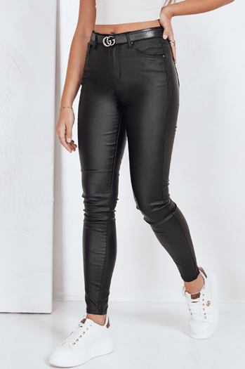 Spodnie rurki z ekoskóry czarne Dstreet UY2764