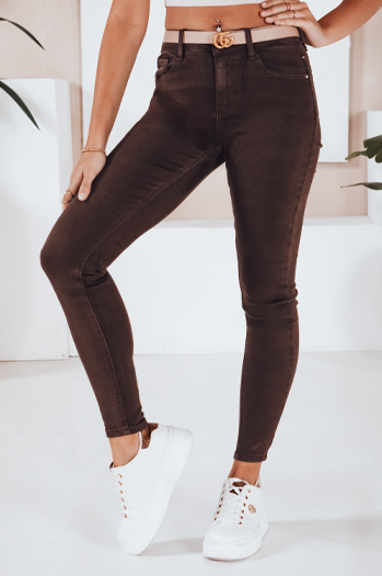 Jeansy damskie push up brązowe Dstreet UY2774