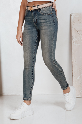 Jeansy damskie skinny z wysokim stanem niebieskie Dstreet UY2792