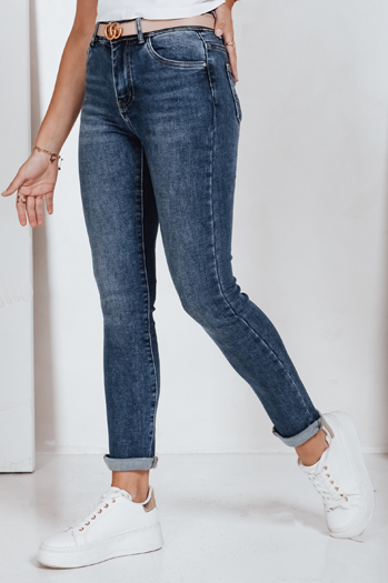  Jeansy damskie skinny z wysokim stanem niebieskie Dstreet UY2798