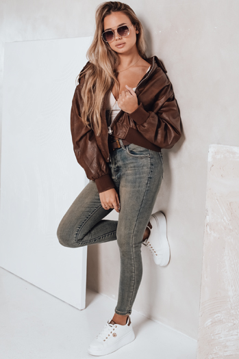 Jeansy damskie skinny z paskiem niebieskie Dstreet UY2810