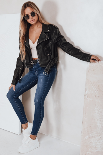 Jeansy damskie skinny z wysokim stanem granatowe Dstreet UY2823