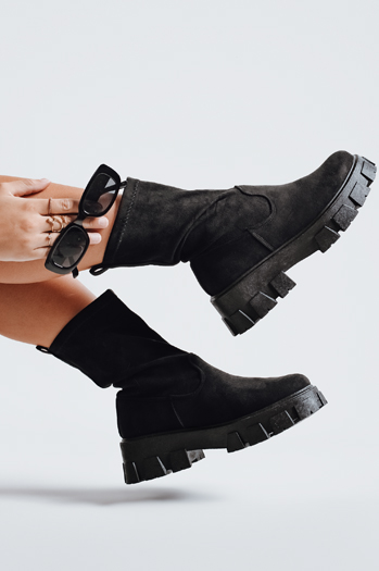 Botki damskie na platformnie czarne Dstreet ZY1135