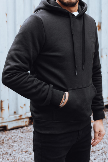 Bluza męska ocieplana z nadrukiem czarna Dstreet BX5917