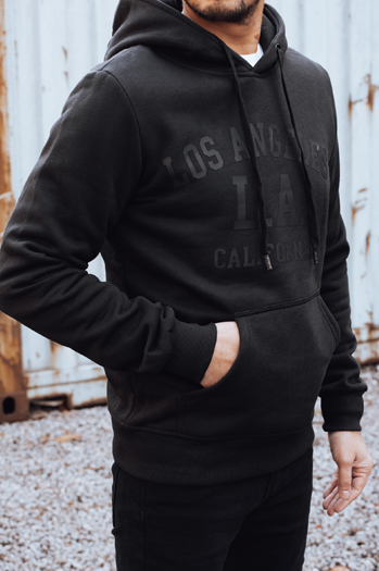 Bluza męska ocieplana z kapturem czarna Dstreet BX5918