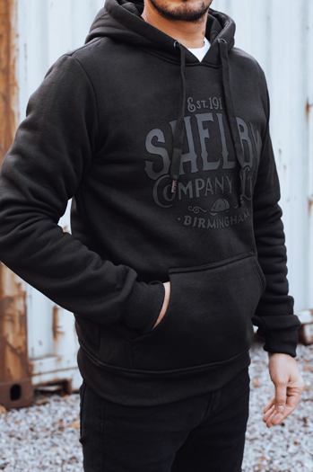 Bluza męska ocieplana z kapturem czarna Dstreet BX5920