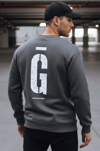 Bluza męska z nadrukiem grafitowa Dstreet BX5921