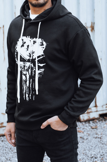 Bluza męska ocieplana z nadrukiem czarna Dstreet BX5927