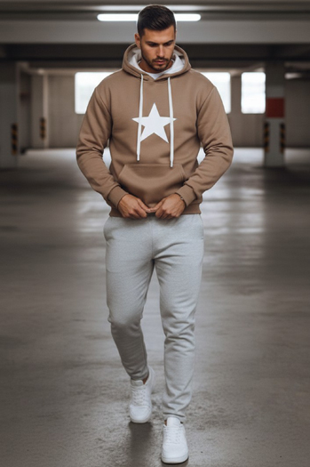 Bluza męska z kapturem kamelowa Dstreet BX5931