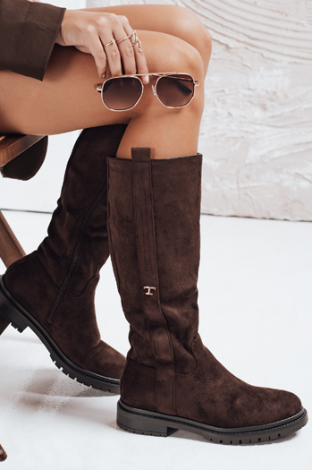 Kozaki damskie zamszowe brązowe Dstreet ZY1142