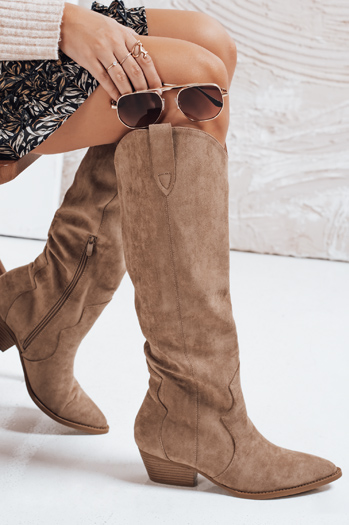 Kowbojki damskie zamszowe beżowe Dstreet ZY1154