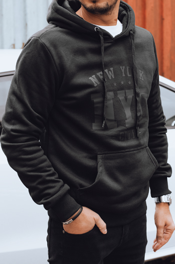 Bluza męska ocieplana z kapturem czarna Dstreet BX5934