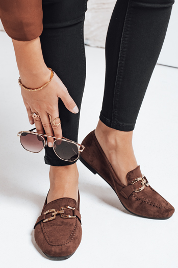 Mokasyny damskie zamszowe brązowe Dstreet ZY1177