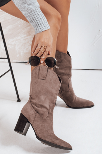 Kowbojki damskie zamszowe brązowe Dstreet ZY1194