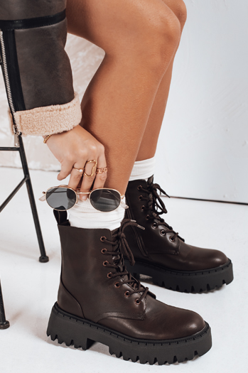 Trapery damskie ocieplane brązowe Dstreet ZY1206