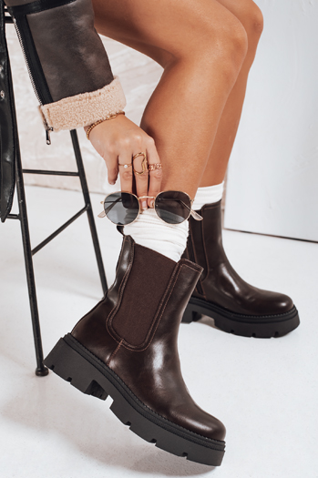 Botki damskie brązowe Dstreet ZY1208