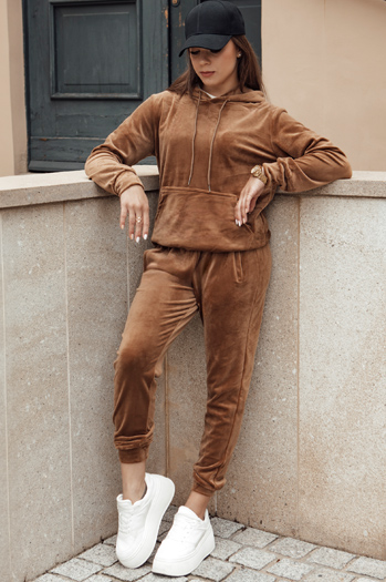 Spodnie damskie dresowe welurowe brązowe Dstreet UY3838