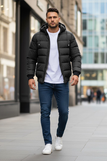 Kurtka męska zimowa pikowan z kapturem ciemnosza Dstreet TX5095