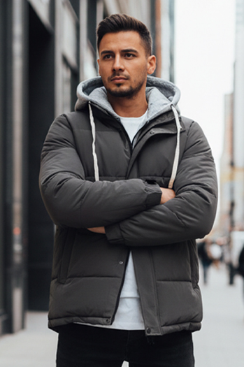 Kurtka męska zimowa pikowana z kapturem ciemnoszara Dstreet TX5103